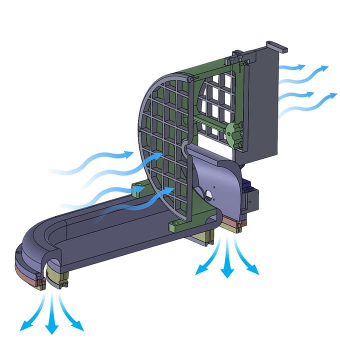 Hovercore airflow diagram showing lift and thrust from a single propeller